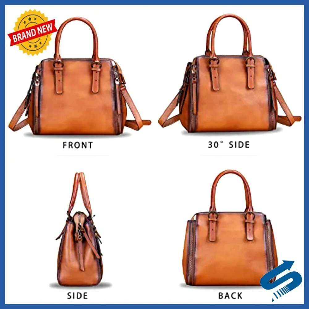 Genuine Leather Satchel Purse Top Handle Crossbody Shoulder Bag